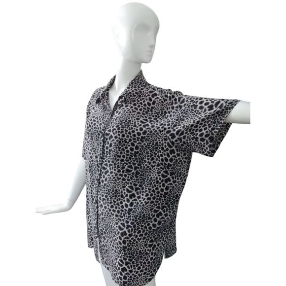 Vintage Allison Taylor Women's size 1X 100% Silk Button Down Animal Print Top - Picture 7 of 12